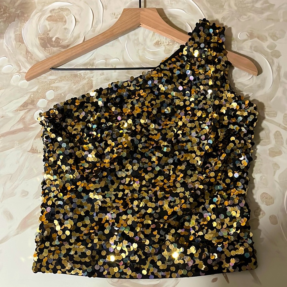 Sparkly one shoulder